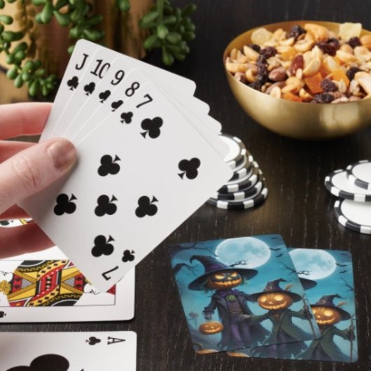 Griezelig Halloween Pompoen Duo Pokerkaarten