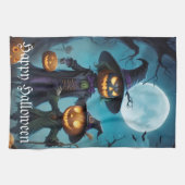 Griezelig Halloween Pompoen Duo Theedoek (Horizontaal)