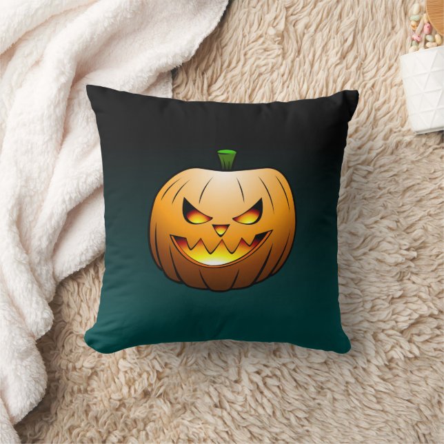 Griezelig Halloween Pompoen Gezicht Kussen (Deken)