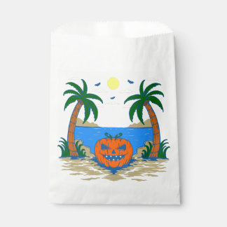 Griezelig Halloween pompoen tropisch eiland Bedankzakje