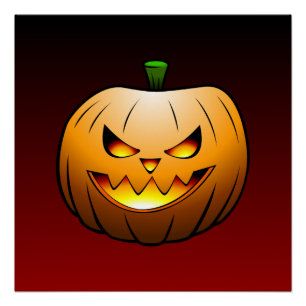 Griezelig Halloween Pompoenengezicht Perfect Poster