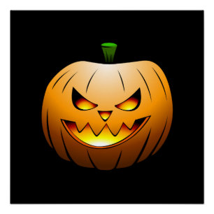 Griezelig Halloween Pompoenengezicht Perfect Poster