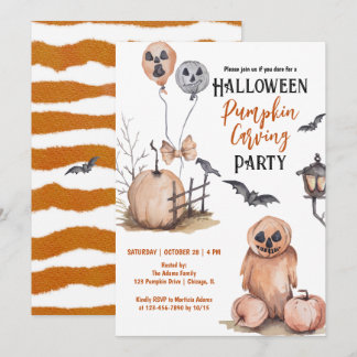 Griezelig Halloween Pompoensnijfeest Kaart