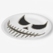 Griezelig Halloween Skelet Gezicht Rond Papieren Bordje (Gekanteld)