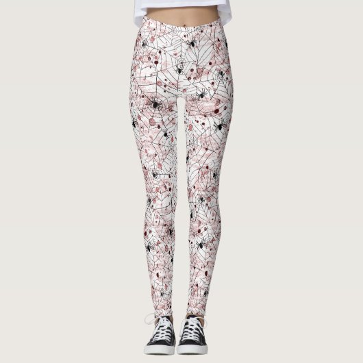 Griezelig Halloween Spinnenweb Leggings (Voorkant)