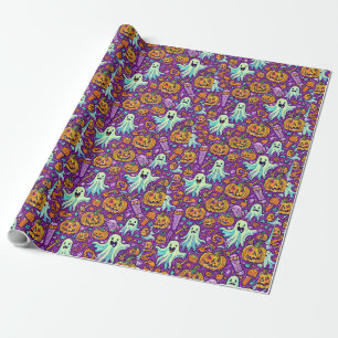 Griezelig Halloween-spoken en pompoen-cadeaupapier Cadeaupapier