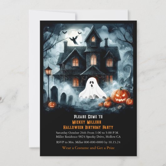 Griezelig Halloween Spokenhuis Kinderen Verjaardag Kaart (Voorkant)