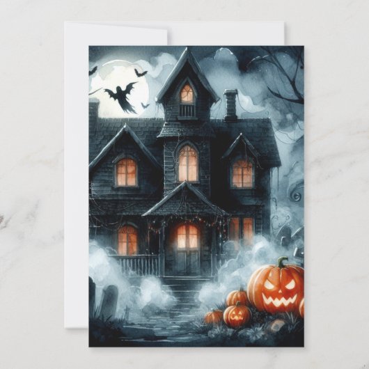 Griezelig Halloween Spokenhuis Kinderen Verjaardag Kaart (Achterkant)