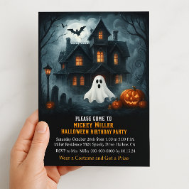 Griezelig Halloween Spokenhuis Kinderen Verjaardag Kaart