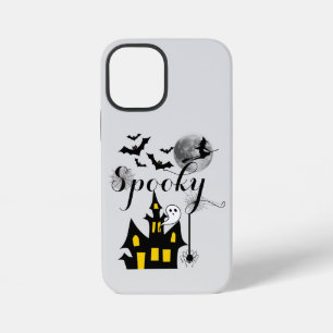 Griezelig Halloween-spookhuis met heks en vleermui iPhone 12 Mini Hoesje