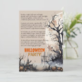 Griezelig Halloween Spooky Party Gedicht Uitnodigi Aankondiging (Staand voorkant)