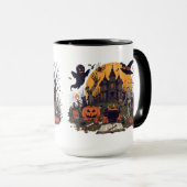 Griezelig Halloween Vintage Design – Geest, Pompoe Mok (Voorkant rechts)