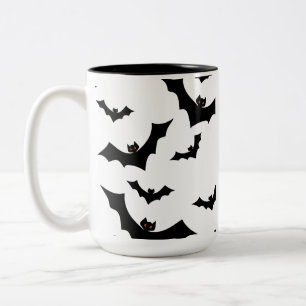 Griezelig Halloween Vleermuizen Patroon Esthetisch Tweekleurige Koffiemok