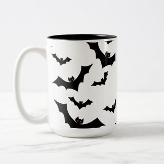 Griezelig Halloween Vleermuizen Patroon Esthetisch Tweekleurige Koffiemok