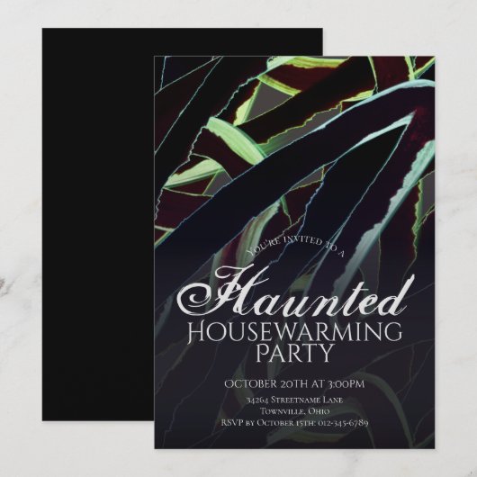 Griezelig Housewarming Zwart Groen Halloween Feest Kaart (Voorkant / Achterkant)