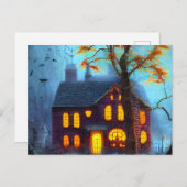 Griezelig huis aan de rand van een begraafplaats H Feestdagenkaart (Voorkant / Achterkant)