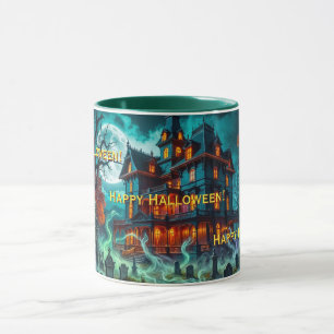 Griezelig huis bij de spookachtige begraafplaats mok