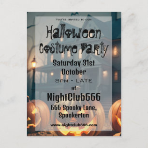 Griezelig Huis en Enge Pompoenen Halloween Feest Briefkaart