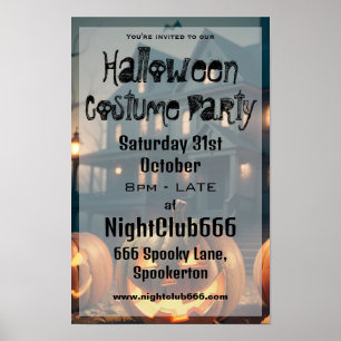 Griezelig Huis en Enge Pompoenen Halloween Feest Poster