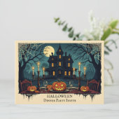 Griezelig Huis Halloween Diner Feest Uitnodiging (Staand voorkant)