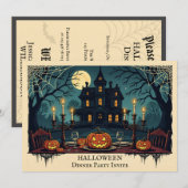 Griezelig Huis Halloween Diner Feest Uitnodiging (Voorkant / Achterkant)