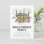 Griezelig Huis Halloween Feest Kaart (Staand voorkant)