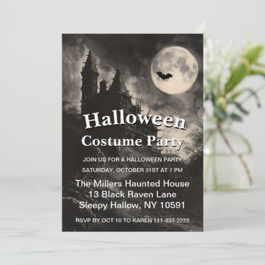Griezelig Huis Halloween Feest Kaart (Staand voorkant)