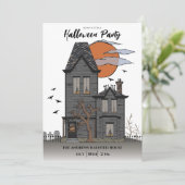Griezelig Huis Halloween Feest Kaart (Staand voorkant)