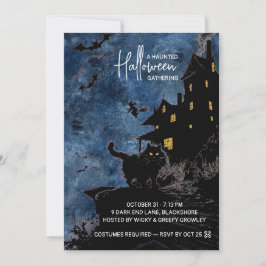 Griezelig Huis Halloween Feest Uitnodiging – Blauw