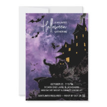 Griezelig Huis Halloween Feest Uitnodiging – Paars