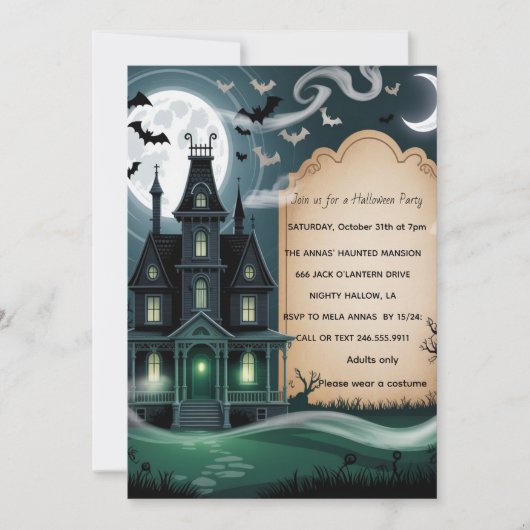Griezelig Huis Halloween Feestje Kaart (Voorkant)