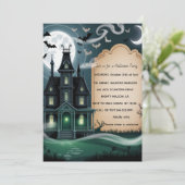 Griezelig Huis Halloween Feestje Kaart (Staand voorkant)