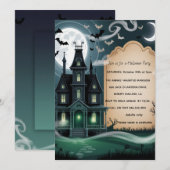 Griezelig Huis Halloween Feestje Kaart (Voorkant / Achterkant)