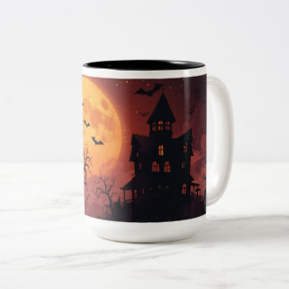 Griezelig Huis Halloween Mok | Gotische Volle Maan