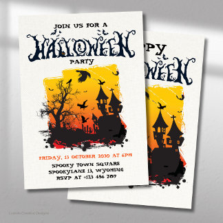 Griezelig Huis Spoken Oude Halloween Feest Kaart