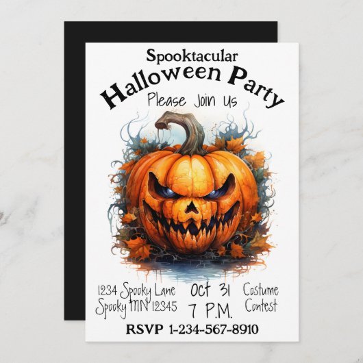 Griezelig Jack-O-Lantern Halloween Feest Kaart (Voorkant / Achterkant)
