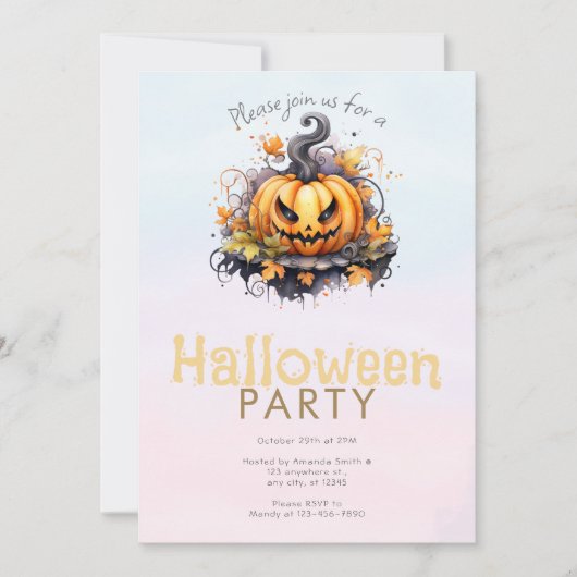 Griezelig Jack-O' Lantern Halloween-feest Kaart (Voorkant)