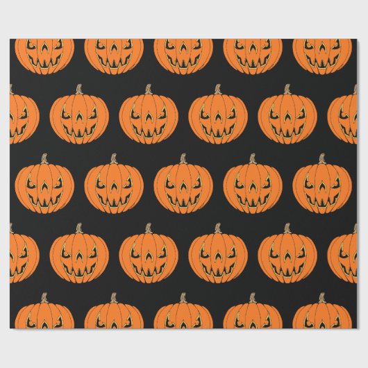 Griezelig Jack-o'-Lantern Halloween-ontwerp Cadeaupapier (Vlak)