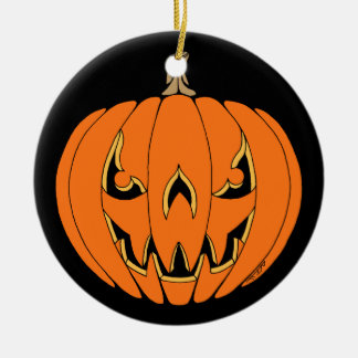 Griezelig Jack-o'-Lantern Halloween-ontwerp Keramisch Ornament