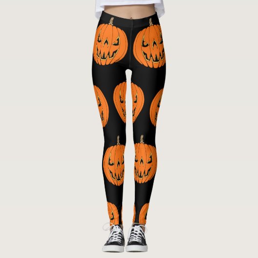 Griezelig Jack-o'-Lantern Halloween-ontwerp Leggings (Voorkant)