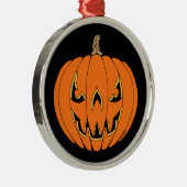 Griezelig Jack-o'-Lantern Halloween-ontwerp Metalen Ornament (Rechts)