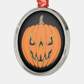 Griezelig Jack-o'-Lantern Halloween-ontwerp Metalen Ornament (Links)
