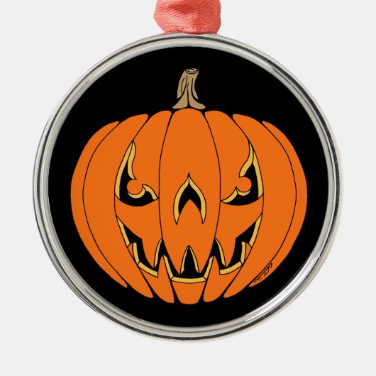 Griezelig Jack-o'-Lantern Halloween-ontwerp Metalen Ornament (Voorkant)