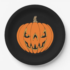 Griezelig Jack-o'-Lantern Halloween-ontwerp Papieren Bordje