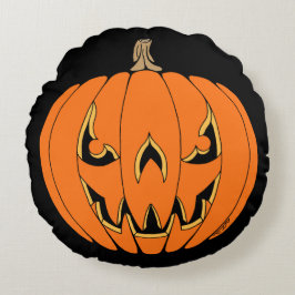 Griezelig Jack-o'-Lantern Halloween-ontwerp Rond Kussen