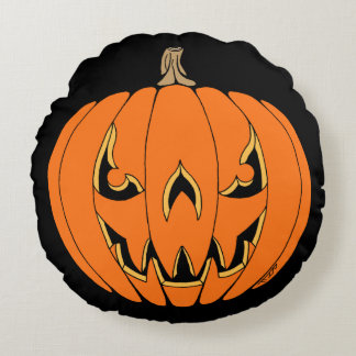 Griezelig Jack-o'-Lantern Halloween-ontwerp Rond Kussen