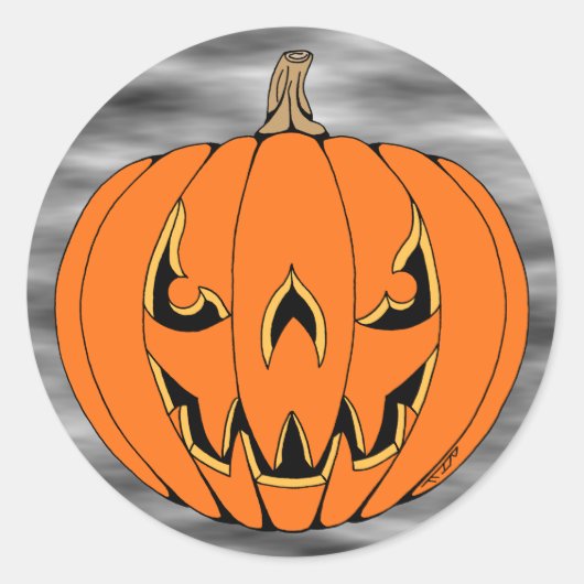 Griezelig Jack-o'-Lantern Halloween-ontwerp Ronde Sticker (Voorkant)
