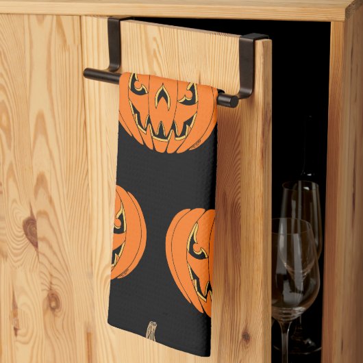 Griezelig Jack-o'-Lantern Halloween-ontwerp Theedoek (Derde Gevouwen)
