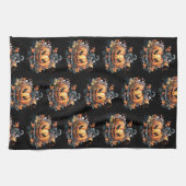 Griezelig Jack-O' Lantern Patroon Halloween Theedoek (Horizontaal)