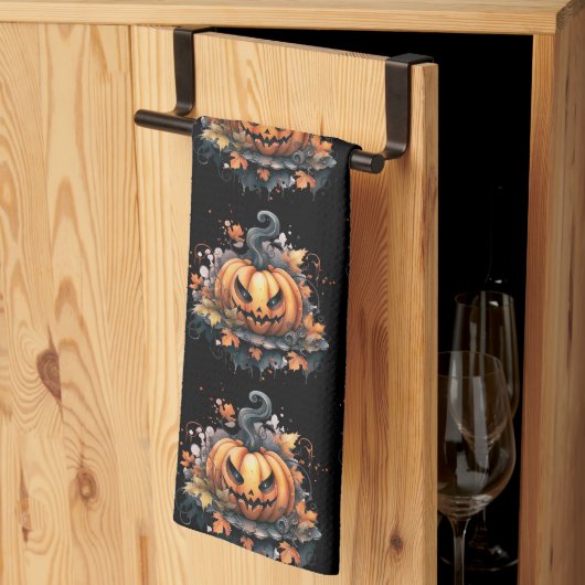 Griezelig Jack-O' Lantern Patroon Halloween Theedoek (Derde Gevouwen)